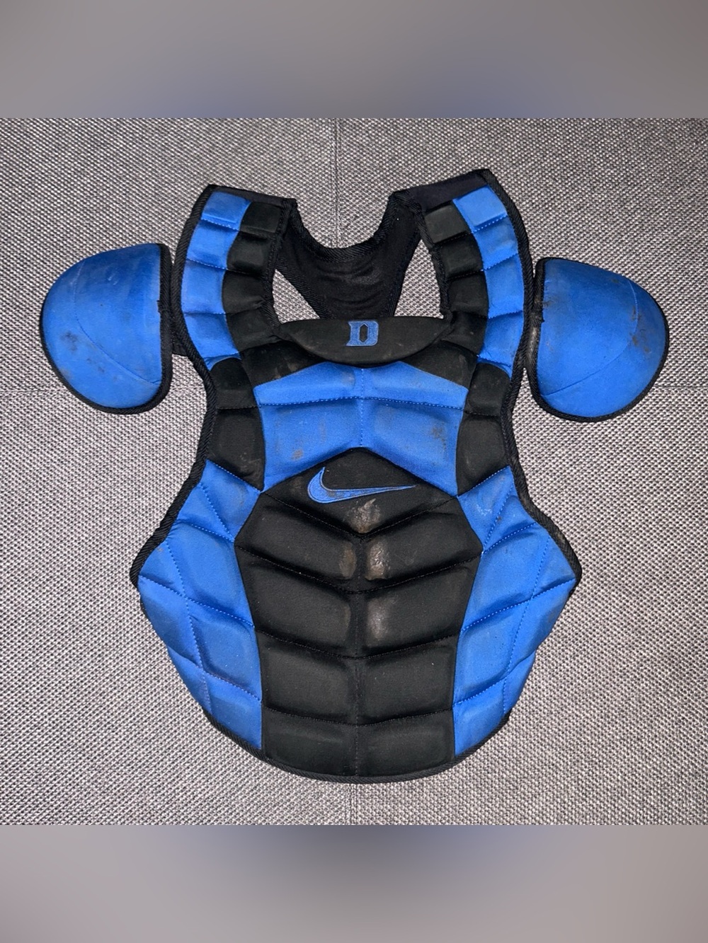 Rare Duke Blue Devils Nike Vapor Black and Blue Padded 16” Chest Guard